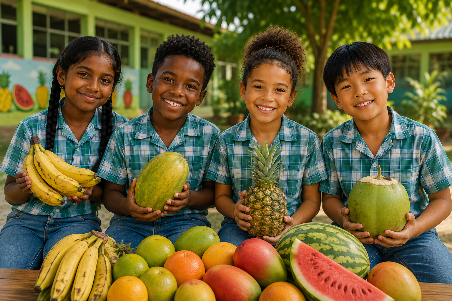 kids met tropisch fruit